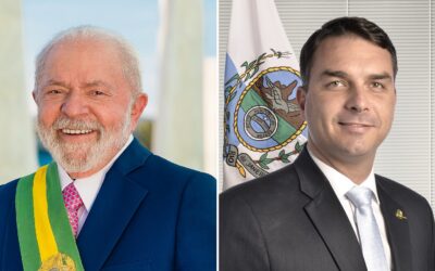 Retratos oficiais de Luiz Inácio Lula da Silva e Flávio Bolsonaro, lado a lado